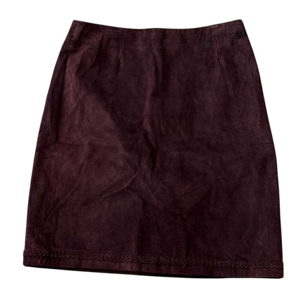 Kate Hill Burgundy Suede Skirt Size 8 Vintage